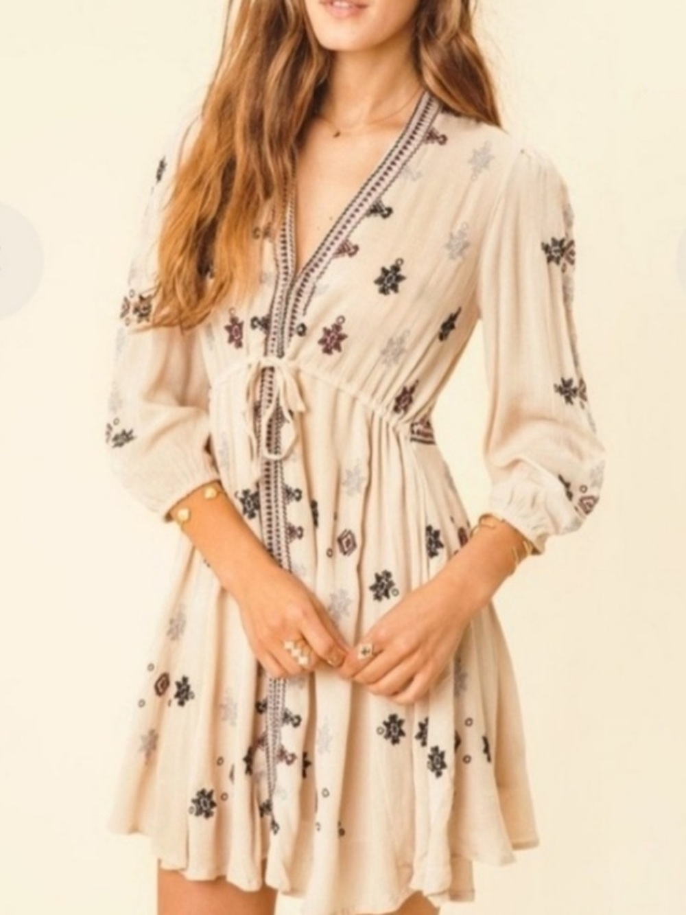 Free People Star gazer embroidered mini dress